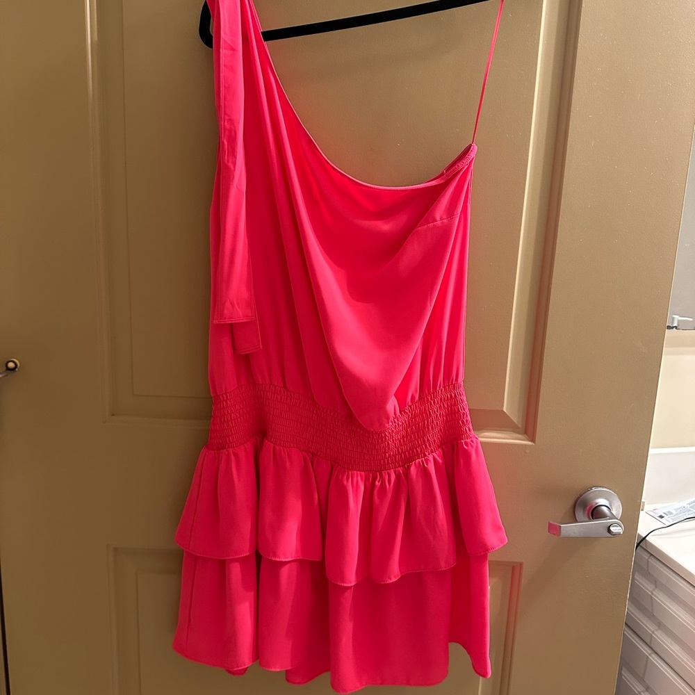 Adorable pink one shoulder Amanda Uprichard mini dress!